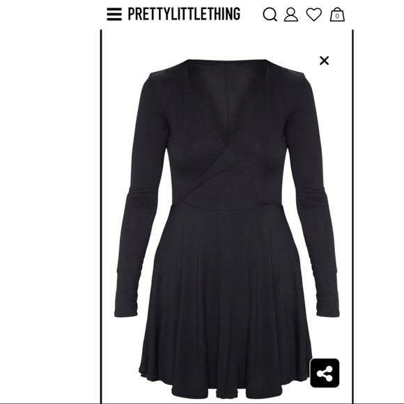 Long Sleeve Wrap Skater Black Dress size USA 4 - Picture 2 of 7